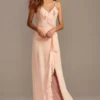 Ruffle Spaghetti-Strap Chiffon Dress With Slit 2 Ruffle Spaghetti-Strap Chiffon Dress With Slit -Blissful Brides Shop DS270094 MPALEPINK DBSTU BM PROD10 052