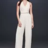 Racerback Crepe Plus Jumpsuit With Crystal Belt -Blissful Brides Shop DS870065 IVORY DBSTU PROD8 009