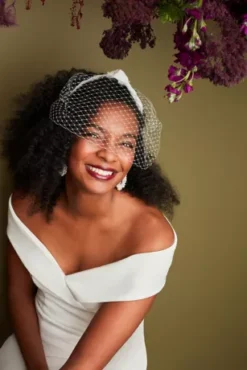 Gathered Fabric Headband With Tulle Blusher -Blissful Brides Shop F12921RTB PDP Crop JUNE15 1920x2880