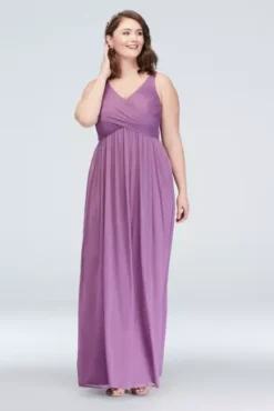 Long Mesh Dress With Cowl Back Detail -Blissful Brides Shop F15933 ZZZ2