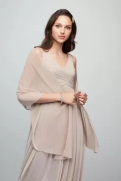 Long Mesh Dress With Cowl Back Detail -Blissful Brides Shop F15933 ZZZ3