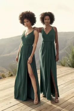 Double-Strap Georgette Bridesmaid Wrap Dress -Blissful Brides Shop F19755 ZZZ 4