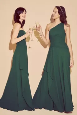 One-Shoulder Georgette Cascade Bridesmaid Dress -Blissful Brides Shop F19832 ZZZ4