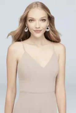 Chiffon V-Neck Spaghetti Strap Bridesmaid Dress -Blissful Brides Shop F19935 BISCOTTI BM PROD8 267
