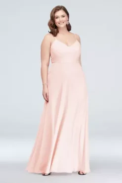 Chiffon V-Neck Spaghetti Strap Bridesmaid Dress -Blissful Brides Shop F19935 PETAL BM PROD3 024