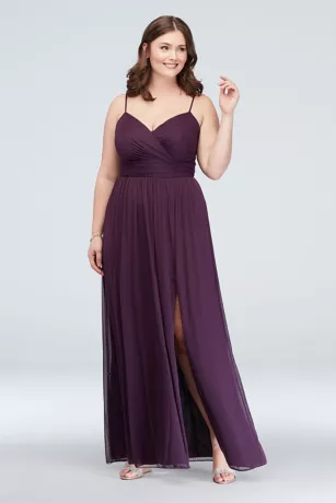 Spaghetti Strap Ruched Waist Mesh Bridesmaid Dress 6 Spaghetti Strap Ruched Waist Mesh Bridesmaid Dress - Image 4