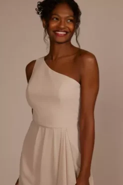 Chiffon One-Shoulder Bridesmaid Dress With Cascade -Blissful Brides Shop F20011 BISCOTTI BM PROD9 V2 087 detail
