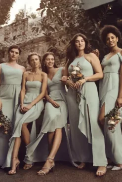 High-Neck Chiffon Bridesmaid Dress With Cascade -Blissful Brides Shop F20014 ZZZ 2