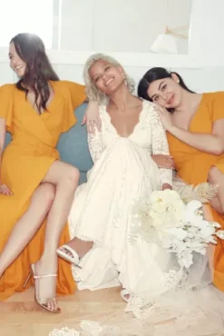 Flutter Sleeve Georgette Wrap Bridesmaid Dress -Blissful Brides Shop F20039 ZZZ 2