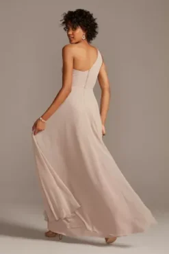 Full Skirt Bridesmaid Dress With One Shoulder -Blissful Brides Shop F20062 BISCOTTI BM PROD9 095