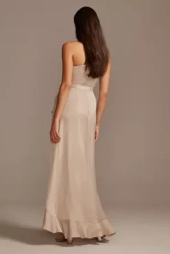 One Shoulder Crepe Satin Ruffle Bridesmaid Dress -Blissful Brides Shop F20207 BISCOTTI BM PROD3 124