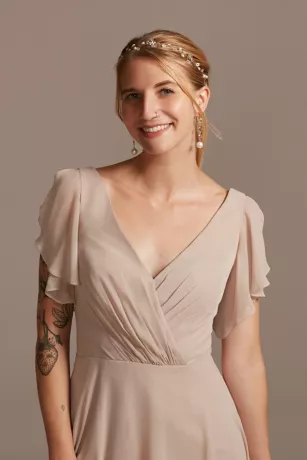 Flutter Sleeve Chiffon Short Bridesmaid Dress 4 Flutter Sleeve Chiffon Short Bridesmaid Dress - Image 2