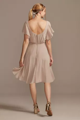 Flutter Sleeve Chiffon Short Bridesmaid Dress 5 Flutter Sleeve Chiffon Short Bridesmaid Dress - Image 3