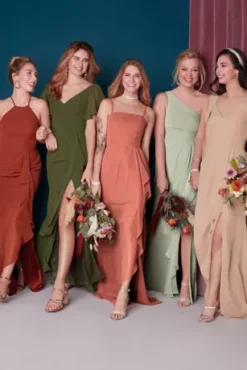 Spaghetti Strap Bridesmaid Dress With Cascade -Blissful Brides Shop F20319 2 PDP Crop JAN12 1920x2880