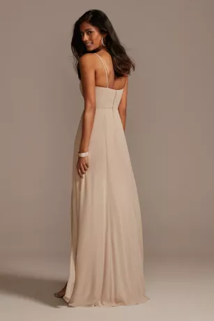 Spaghetti Strap Chiffon Bridesmaid Dress With Slit 5 Spaghetti Strap Chiffon Bridesmaid Dress With Slit - Image 3