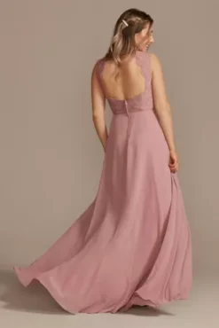 Lace Chiffon Tank Long Bridesmaid Dress -Blissful Brides Shop F20357 QUARTZ BM PROD4 110