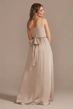 One-Shoulder Long Crepe Charmeuse Bridesmaid Dress 7 One-Shoulder Long Crepe Charmeuse Bridesmaid Dress -Blissful Brides Shop F20381 BISCOTTI BM PROD4 241