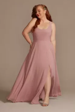 Bridesmaid Separates Chiffon Full Skirt With Slit -Blissful Brides Shop F20420 F20422 QUARTZ F20420 QUARTZBM PROD6 240