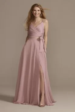 Bridesmaid Separates Chiffon Full Skirt With Slit -Blissful Brides Shop F20422 QUARTZ BM PROD5 36