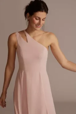 Chiffon One-Shoulder Cutout Bridesmaid Dress -Blissful Brides Shop F20458 DUSTYPINK BM PROD11 096 detail