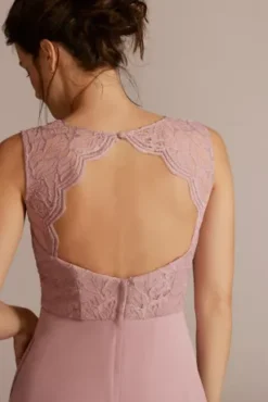 Stretch Lace Chiffon Sleeveless Bridesmaid Dress -Blissful Brides Shop F20465 QUARTZ BM PROD11 138