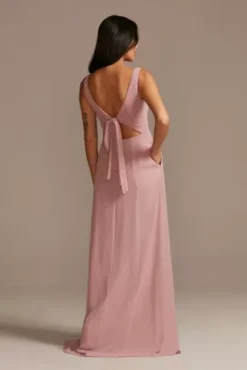 Chiffon Tank Scoop Neck Bridesmaid Dress -Blissful Brides Shop F20535 QUARTZ BM PROD9 102