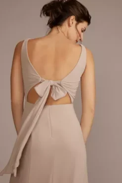 Chiffon Sleeveless Tie-Back Bridesmaid Dress -Blissful Brides Shop F20555 BISCOTTI BM PROD11 140 detail