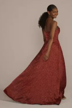 Jacquard Cowl Neck Bridesmaid Dress -Blissful Brides Shop F20573 CINNAMON BM PROD4 V2 184