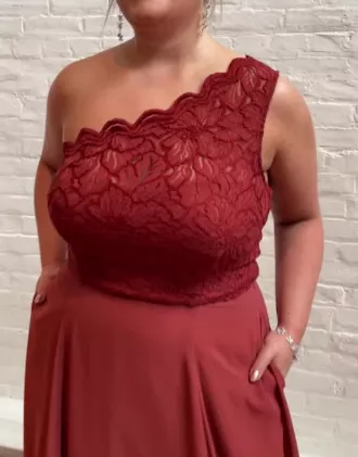 Stretch Lace Chiffon One-Shoulder Bridesmaid Dress 7 Stretch Lace Chiffon One-Shoulder Bridesmaid Dress - Image 5