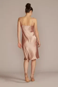 Midi Charmeuse Bridesmaid Slip Dress -Blissful Brides Shop F20609 SAND BM PROD3 134 back