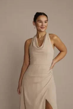 Sleeveless Crinkle Chiffon Sheath Bridesmaid Dress -Blissful Brides Shop F20655 BISCOTTI MISSY OM PROD12 043 detail