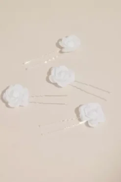 Rosette Flower Girl Hair Pin Set