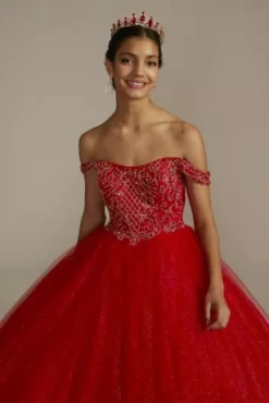Off-the-Shoulder Beaded Quince Ball Gown -Blissful Brides Shop FR2201 RUBY QUINCE PROD1 065