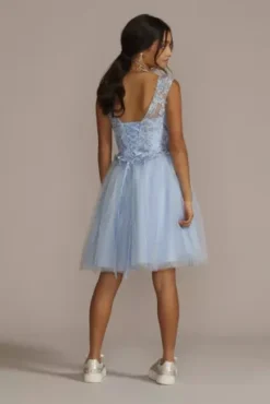 Two-Piece Embellished Lace Quince Gown -Blissful Brides Shop FR2205 LIGHTBLUE QUINCE PROD12 445