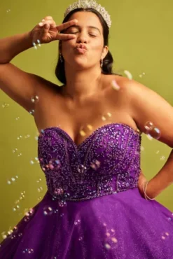 Beaded Bodice Ball Gown Quince Dress With Bolero -Blissful Brides Shop FR2207 1 PDP Crop NOV4 1920x2880