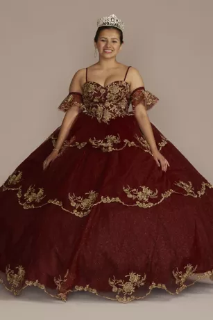 Tiered Quince Dress With Interchangeable Sleeves 3 Tiered Quince Dress With Interchangeable Sleeves