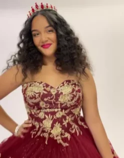 Tiered Quince Dress With Interchangeable Sleeves 20 Tiered Quince Dress With Interchangeable Sleeves -Blissful Brides Shop FR2208 PDP