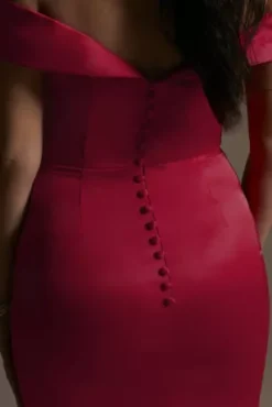 Satin Off-the-Shoulder Mermaid Bridesmaid Dress -Blissful Brides Shop GS290030 SCARLET BM PROD4 164