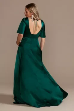 Charmeuse Flutter-Sleeve A-Line Bridesmaid Dress -Blissful Brides Shop GS290034 GEM BM PROD3 208