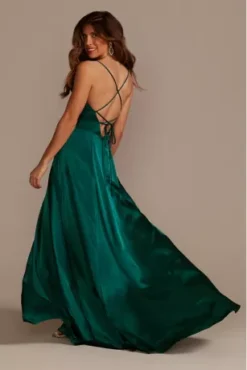Charmeuse Cowl Bridesmaid Dress With Lace-Up Back -Blissful Brides Shop GS290035 GEM BM PROD3 270