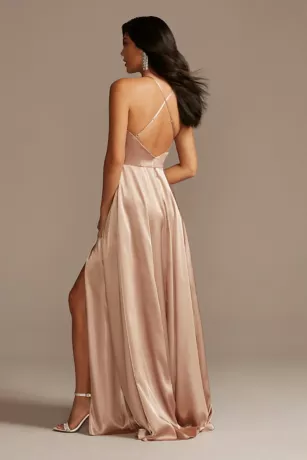 Charmeuse Keyhole Crisscross Back Bridesmaid Dress 4 Charmeuse Keyhole Crisscross Back Bridesmaid Dress - Image 2