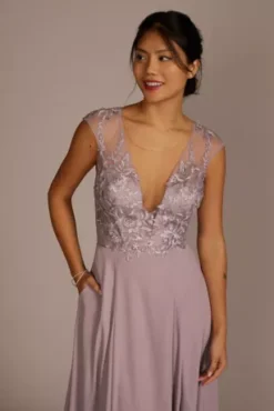 Cap Sleeve Lace And Georgette Bridesmaid Dress -Blissful Brides Shop GS290072 LAVENDERHAZE BM PROD11 115 detail