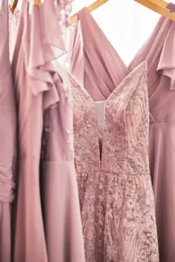 Sequin Embroidered Plunge Bridesmaid Dress -Blissful Brides Shop GS290081 PDP Crop JUNE21 1920x2880