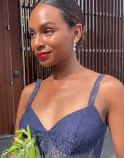 Lace Corset Bodice Bridesmaid Dress With Slit -Blissful Brides Shop GS290105 PDP