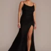 Lace Draped Cowl Neck Bridesmaid Dress -Blissful Brides Shop GS290114 BLACK BM PROD5 306