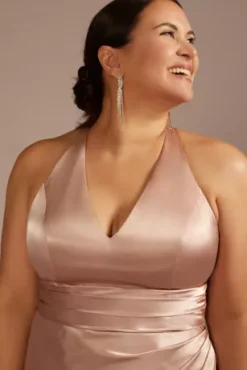 Charmeuse Bridesmaid Dress With Crisscross Back -Blissful Brides Shop GS290152 SAND BM PROD3 aaa