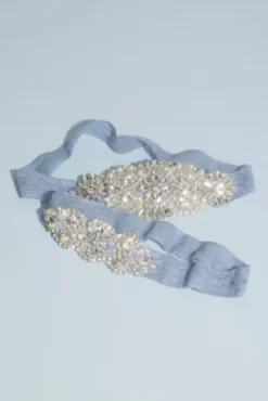 Plus Size Deco Crystal Encrusted Lace Garter Set -Blissful Brides Shop GTR004 MBLUE PROD11 001