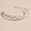 Crystal Leaves And Pearl Teardrop Headband -Blissful Brides Shop HB10155 MSILVER HP PROD12 1
