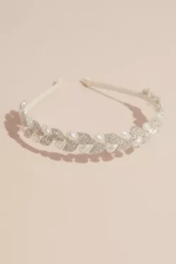 Crystal Leaves And Pearl Teardrop Headband
