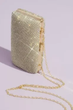 Crystal Minaudiere Evening Clutch With Chain Strap -Blissful Brides Shop HBAMBER20MGOLD HANDBAG PROD6 03